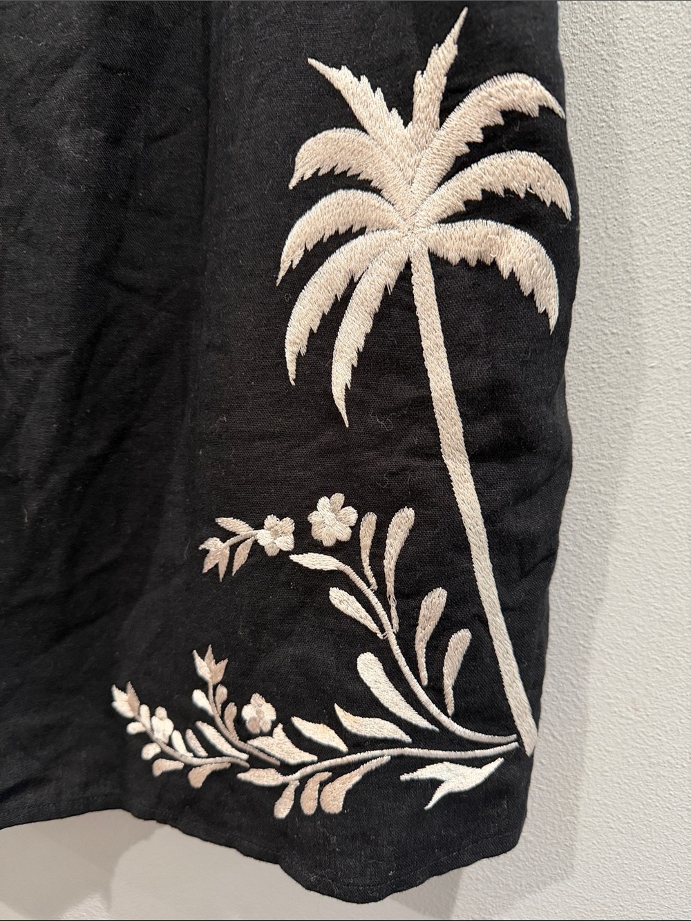 Calypso St. Barth Black Slip Dress with White Palm Embroidery Size Small BNWOT - Picture 2 of 3
